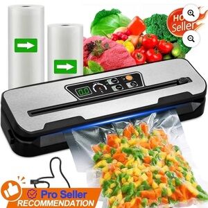 Food Vacuum Sealer Machine with 2 Rolls Food Vacuum Sealer Bags,